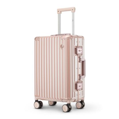 Picture of THE CLOWNFISH Stark Series Luggage Polycarbonate Hard Case Suitcase Eight Wheel Trolley Bag with Double TSA Locks- Blush Pink (Small Size, 57 cm-22 inch)