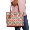 Picture of The Clownfish Aviva Printed Handicraft Fabric Handbag for Women Office Bag Ladies Shoulder Bag Tote for Women College Girls (Pink-Rangoli Design)
