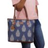 Picture of THE CLOWNFISH Aviva Printed Handicraft Fabric Handbag for Women Office Bag Ladies Shoulder Bag Tote for Women College Girls (Navy Blue)