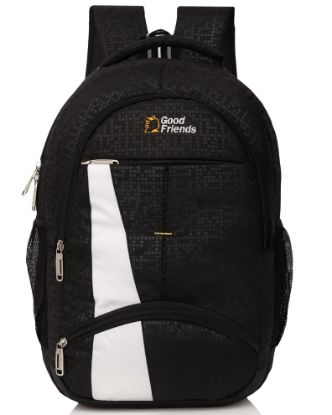 Picture of GOOD FRIENDS Water Resistant School Bag/Backpack/College Bag For Men/Women (Black)