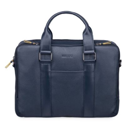 Picture of MAI SOLI Carter Genuine Leather Laptop Bag For Men, Multipocket Laptop Messenger Bag with Shoulder Strap, Convertible Backpack For Office And Travel, Fits upto 15.6 -inch laptop - Navy Blue