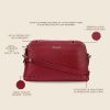 Picture of MAI SOLI Genuine Leather Sling Bag for Women With Double Zip Closure, Adjustable Straps, Daily Use Messenger Ladies Purse, Stylish Side Bag For Women - Berry