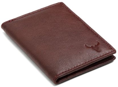 Picture of NAPA HIDE Leather Wallet for Men I Handcrafted I Credit/Debit Card Slots I 2 Currency Compartments I 2 Secret Compartments (Maroon Crd)