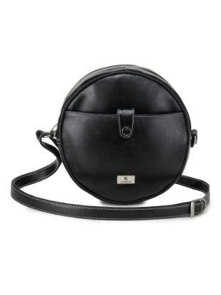 Picture of K London Medium Sized Casual Black Color Genuine Leather Sling Bag for Women & Girls (Black) (17005_Blk)
