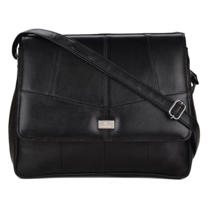 Picture of K London Triple Zipped Section Handbag, Ladies Leather Cross Body Shoulder Bag with 6 Pockets and Single Adjustable Strap - Designer Handbags (QL975K)