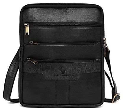 Picture of Leather Messenger Bag for Men (Black)