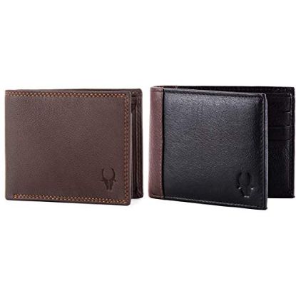 Picture of Brown Wallet for Men + WildHorn® RFID Protected Genuine High Quality Leather Wallet for Men(Black)