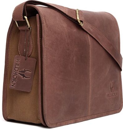 Picture of WildHorn Urban Edge Vintage Genuine Leather-Canvas Messenger Bag