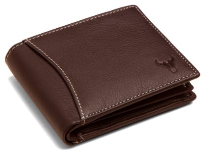Picture of NAPA HIDE Brown Leather Wallet for Men I 6 Credit/Debit Card Slots I 2 Currency Compartments I 1 ID Window I 2 Secret Compartments I 1 Coin & Zip Pocket
