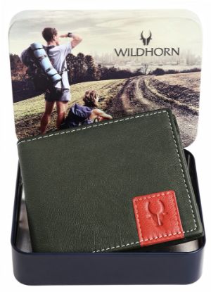Picture of WILDHORN® Classic Leather Wallets for Men I Premium Gift Hamper I Tin Box (Forest Green)
