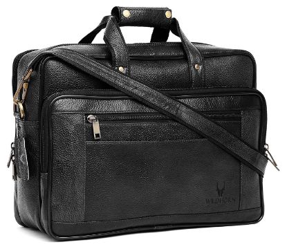 Picture of WildHorn® Classic Leather 16 inch Laptop Messenger Bag for Men I Office Bags I Travel Bags I Carry Handles with Adjustable Strap I DIMENSION: L- 16 inch H-12 inch W- 4 inch