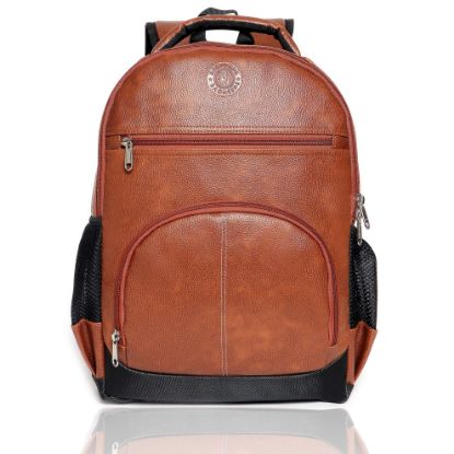 Picture of Bagneeds Pu Leather School/College & Travel Laptop Backpack for Unisex (Tan)