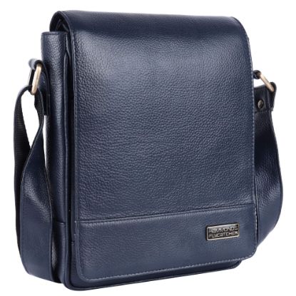 Picture of HAMMONDS FLYCATCHER Genuine Leather Sling Bag for Men - Royal Blue, Stylish Crossbody Side Bag with Multiple Compartments, Adjustable Shoulder Straps - Messenger Bag Ideal for Travel, College, Office
