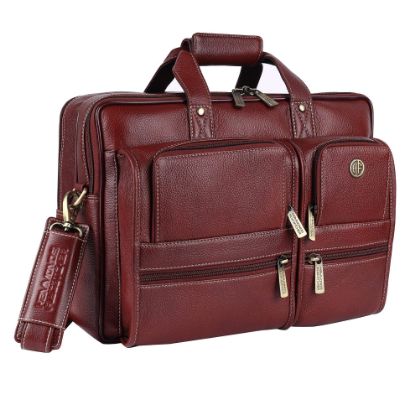 Picture of HAMMONDS FLYCATCHER Genuine Leather Laptop Bag for Men - Office Bag, Brown - Fits Up to 16 Inch Laptop/MacBook - Handbag with Shoulder Straps - Trolley Strap - Executive bags for Work and Travel
