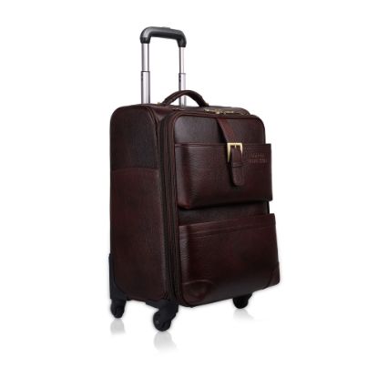 Picture of DORPER MONEYHILL Stylish and Durable Leather Trolley Luggage Bag Perfect for Travel and Business 46 litres Suitcase (Brown, Leather)