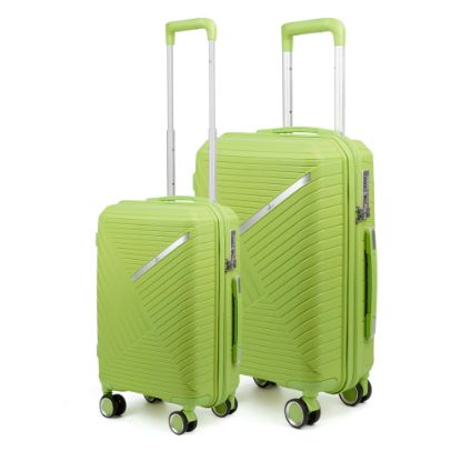 Picture of THE CLOWNFISH Combo of 2 Denzel Series Luggage Polypropylene Hard Case Suitcases Eight Wheel Trolley Bags with TSA Lock- Green (Medium 66 cm-26 inch, Small 56 cm-22 inch)
