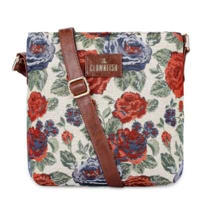 Picture of THE CLOWNFISH Linda Series Sling for Women Casual Ladies Single Shoulder Bag For Women Crossbody Bag for College Girls (Red-Floral)