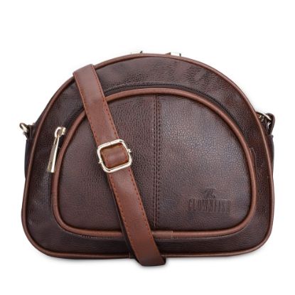 Picture of The Clownfish Zoey Faux Leather Waist Bag Travel Pouch Crossbody Sling Bag with Adjustable Belt (Brown)