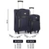 Picture of THE CLOWNFISH Combo of 2 Faramund Series Luggage Polyester Softsided Suitcases Four Wheel Trolley Bags - Navy Blue (76 cm, 56 cm)