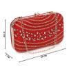Picture of The Clownfish Emerald Collection Womens Party Clutch Ladies Wallet Evening Bag with Fashionable Round Corners Beads Work Floral Design (Red)
