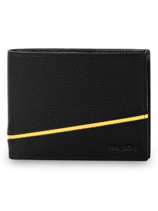 Picture of MaiSoli RFID Protected Men Bifold Wallet with Coin Pocket - Black/Yellow