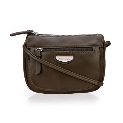 Picture of MAI SOLI Roma Genuine Leather Crossbody Sling Bag With Zip Closure for Girls and Women - Olive Green
