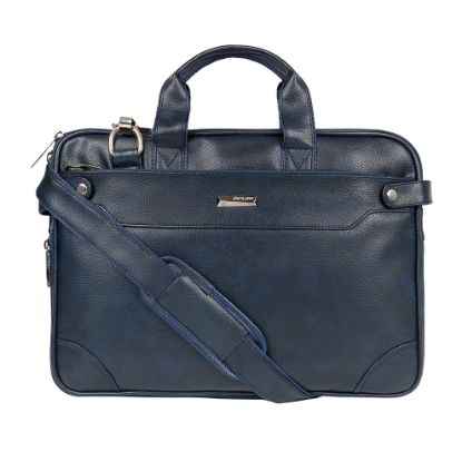 Picture of Zipline Office Faux Leather laptop bag for Men - Fits 14/15.6/16 inch Laptop Messenger Bags For Mens (1-Blue Bag)
