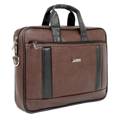 Picture of Zipline Vegan Leather 15.6 inch Laptop Compatible Messenger-Business Bag for Men Women with Multiple compartments (Brown)