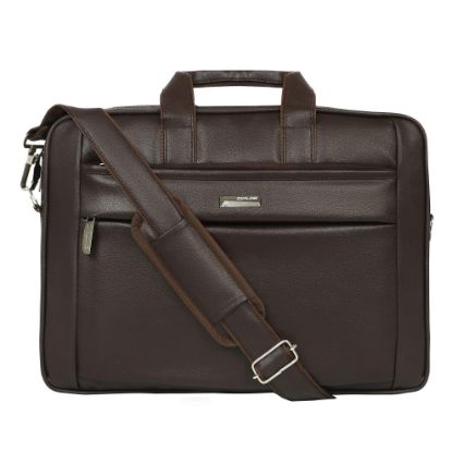 Picture of Zipline Office Faux Leather laptop bag for Men - Fits 14/15/15.6 inch Laptop/Tablet Messenger Bags For Mens (1-Black Bag)