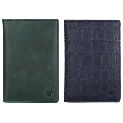 Picture of Combo of WILDHORN Wildhorn India Green Crunch Leather Unisex Passport Holder (WHPH001) & WILDHORN Wildhorn India Blue Leather Unisex Passport Holder (WHPH001)