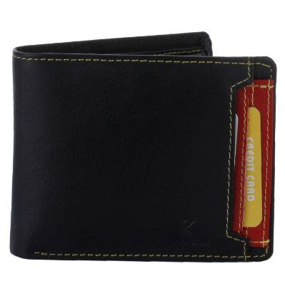 Picture of K London Card Coin Pocket Real Leather Men's Wallet with Removable Card Holder (Black,Red)(R1_Red)