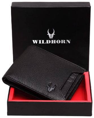 Picture of WildHorn® Old River Genuine Mens Leather Wallet (Black, Free Size)