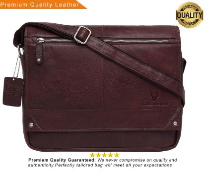 Picture of WildHorn® Classic Leather 15.5 inch Laptop Messenger Bag for Men I Office Bags I Travel Bags I Adjustable Strap I DIMENSION : L-15.5 inch W-3 inch H-12 inch
