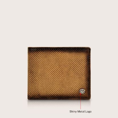 Picture of eske Delphine - Genuine Leather Mens Bifold Wallet - Holds Cards, Coins and Bills - 7 Card Slots - Handcrafted - Durable - Water Resistant -British Tan Perfo