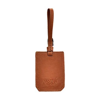 Picture of Eske Paris Leather Luggage Tag, Travel Id Label Tag For Bags Backpacks And Suitcases (Tan)