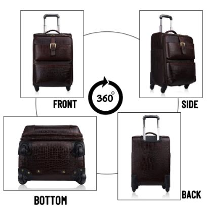 Picture of DORPER MONEY HILL 20 Inches Suitcase Laptop Trolly Bags For Men /Women Luggage With 4 Wheels Soft Full Grain leather (46L) (CROCO BROWN, Leather)