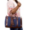 Picture of THE CLOWNFISH Lorna Tapestry Fabric & Faux Leather Handbag Sling Bag for Women Office Bag Ladies Shoulder Bag Tote For Women College Girls (Blue-Spade)