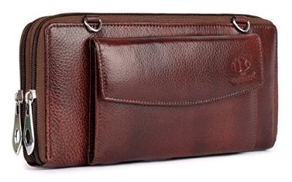 Picture of The Clownfish Genuine Leather Wallets for Women Ladies Purse Handbag Clutch Bags - Dark Brown