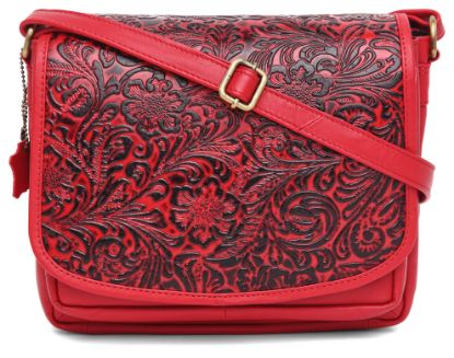 Picture of WildHorn Oliva Crossbody Bags for Women-Premium Leather Vintage Fashion Purse with Adjustable Strap (Red (Floral Print))