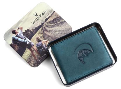 Picture of WildHorn® Salmon Hunter Leather Wallet for Men (Blue)