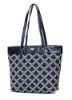 Picture of K London Vegan Leather Jacquard Fabric Medium Tote Women's Handbag College Bag (Black,Beige) (AJ_7302_blk_bg_TB)