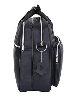 Picture of K London Black Vegan Leather Handmade Men Laptop Bag Cross Over Shoulder Messenger Bag Office Bag (1105_Black)