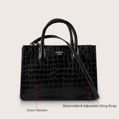 Picture of eske Noah - Genuine Leather Handbag - Spacious Compartments - Work and Travel Bag - Durable - Water Resistant - Adjustable Strap - Detachable Adjustable shoulder strap - For Women