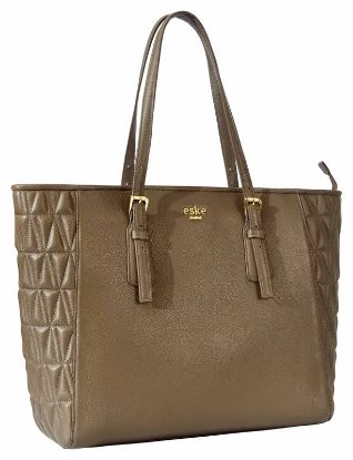 Picture of eské Carol- Genuine Leather Tote - Spacious Compartments - Work and Travel Bag - Durable - Water Resistant - Adjustable Strap - For Women