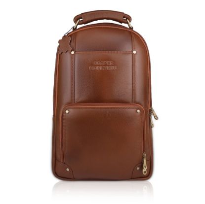 Picture of DORPER MONEYHILL Leather Laptop Backpack For Men 18 inch Professional Genuine Leather bag Women Backpack Dimension- H-18 x L-12 x W-7 Inch | Weight- 1.2 KG / 1200 GR (TAN, Leather)