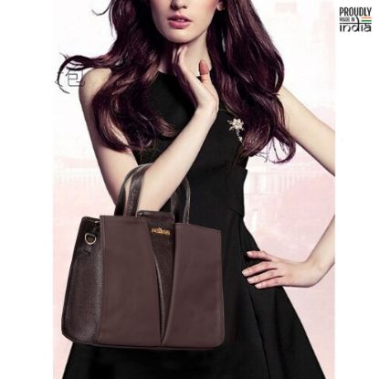 Picture of THE CLOWNFISH Valencia Handbag for Women Office Bag Ladies Shoulder Bag Tote For Women College Girls (Chocolate Brown)
