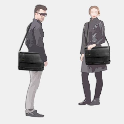 Picture of The Clownfish 13 & 14 inch Leather Briefcase | Messenger Bag | Laptop Bag | Briefcase | (Black)