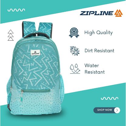 Picture of Zipline Veronica Casual Polyster Backpack Bag For Women, Green | 30L Water Resistant School College Bag For Girls | Stylish, Lightweight, Durable, Spacious | Bag For Women.