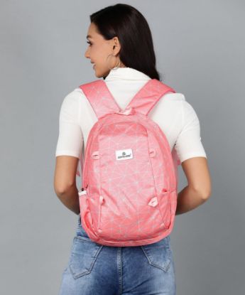 Picture of Zipline Casual Polyster Backpack For Women,Pink|18L Water Resistant College Bag For Girls|Stylish,Lightweight,Durable|Bag For Women's School,College(Small Size)
