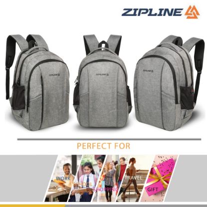 Picture of Zipline Polyester 32Ltr Laptop Bags Backpack for Men and Women college girls boys fits 15.6 inch laptop (Grey)